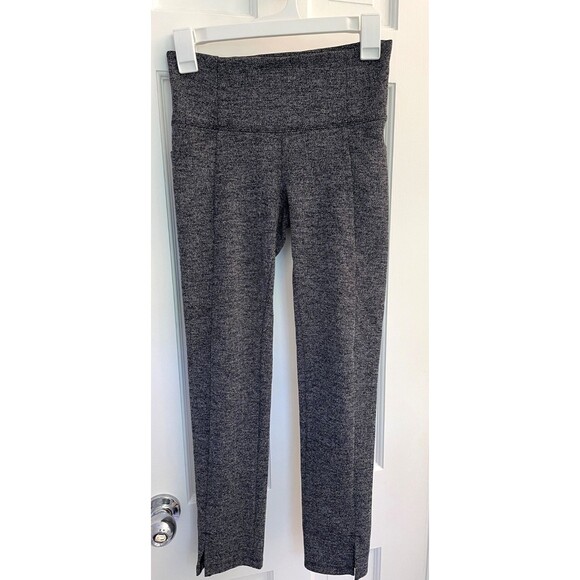 Athleta Mercer Herringbone Tight Leggings Size XXS Dark Gray Split Front Hem - Picture 5 of 7